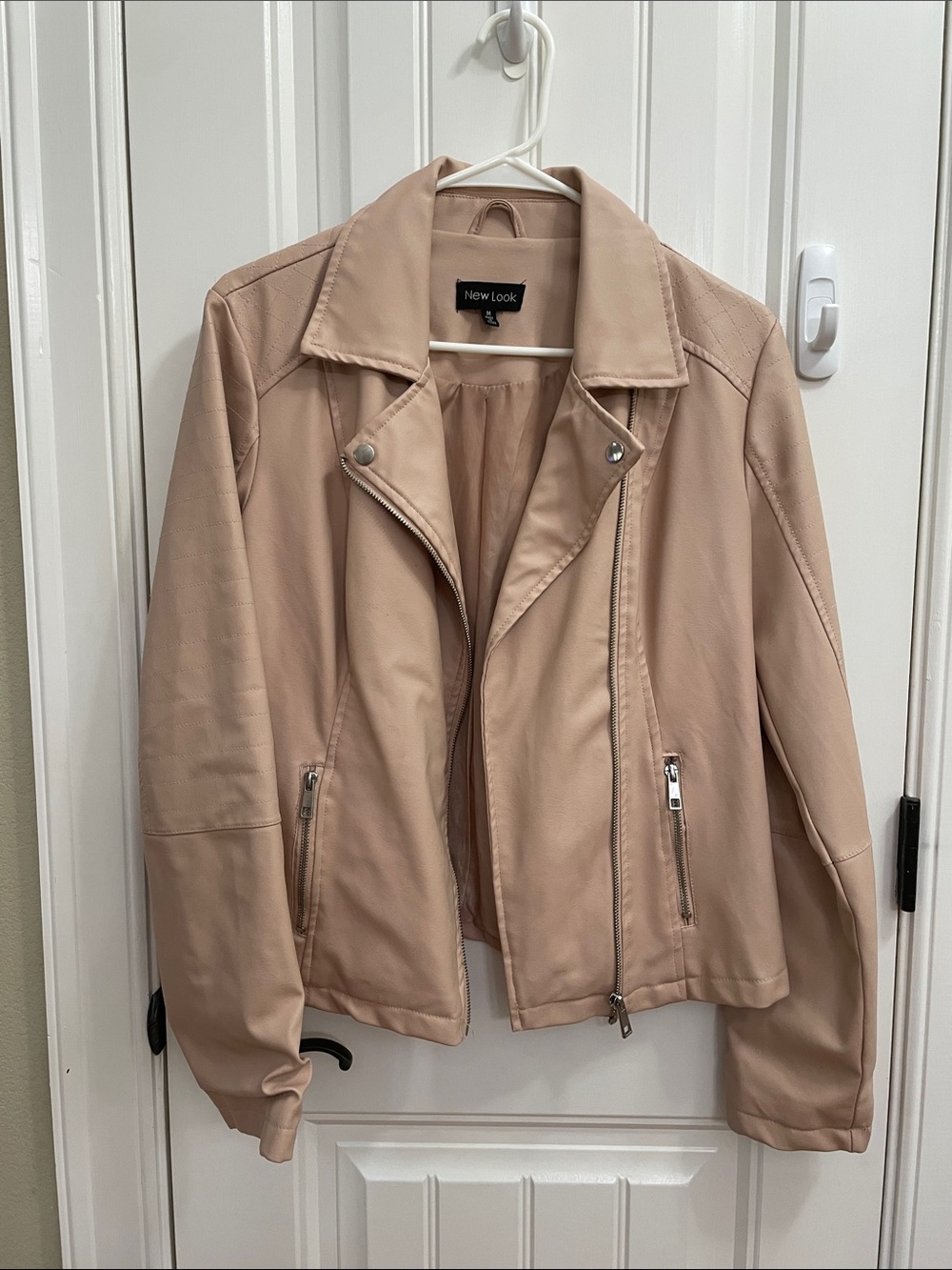 New Look Blush Pink Faux Leather Biker Jacket